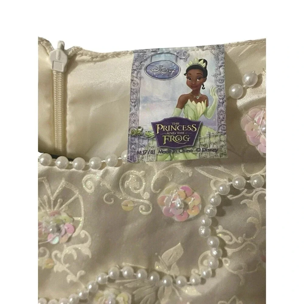 DISNEY STORE PRINCESS TIANA & THE FROG DELUXE WEDDING DRESS ( SZ: M 7/8) RARE